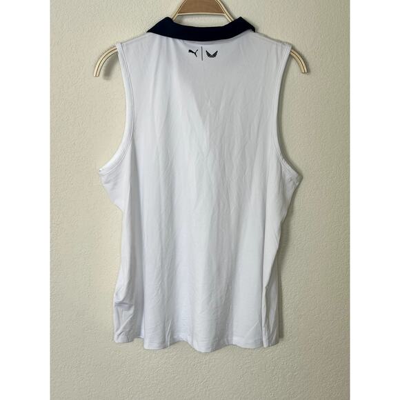 PUMA Volition V-Neck Tank Men’s XL White Blue Collar Red Accents - Picture 2 of 11